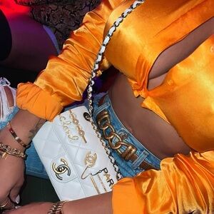 Zara orange satin crop top